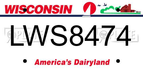 LWS8474 Wisconsin License Plate