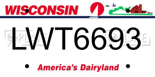 LWT6693 Wisconsin License Plate