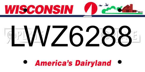 LWZ6288 Wisconsin License Plate