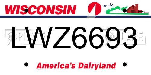 LWZ6693 Wisconsin License Plate