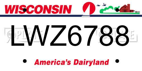 LWZ6788 Wisconsin License Plate
