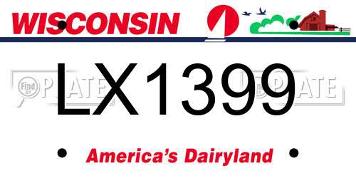 LX1399 Wisconsin License Plate