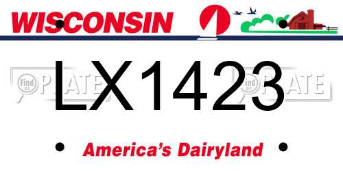 LX1423 Wisconsin License Plate