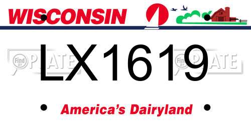 LX1619 Wisconsin License Plate