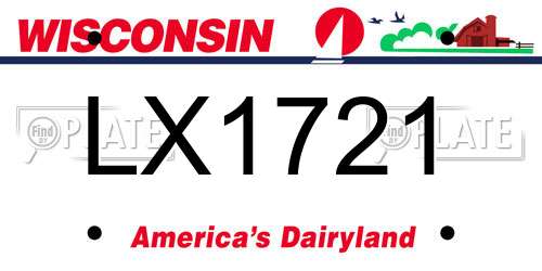 LX1721 Wisconsin License Plate