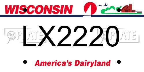 LX2220 Wisconsin License Plate