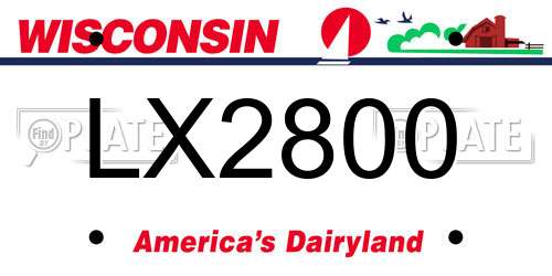 LX2800 Wisconsin License Plate