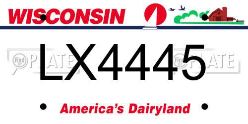 LX4445 Wisconsin License Plate