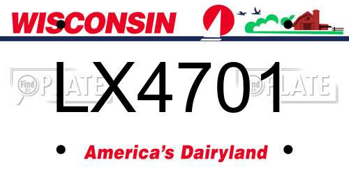 LX4701 Wisconsin License Plate