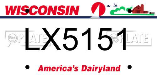 LX5151 Wisconsin License Plate