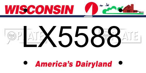 LX5588 Wisconsin License Plate