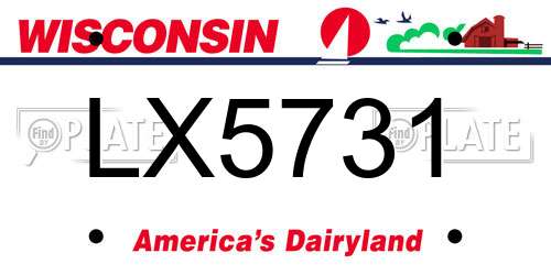 LX5731 Wisconsin License Plate