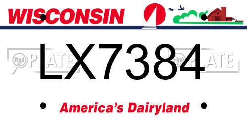 LX7384 Wisconsin License Plate