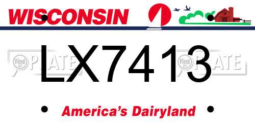LX7413 Wisconsin License Plate
