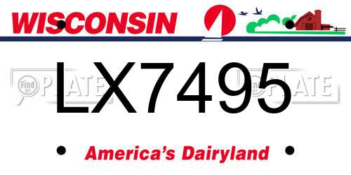 LX7495 Wisconsin License Plate