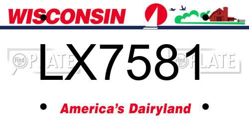 LX7581 Wisconsin License Plate