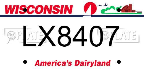 LX8407 Wisconsin License Plate