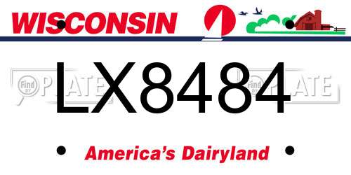 LX8484 Wisconsin License Plate