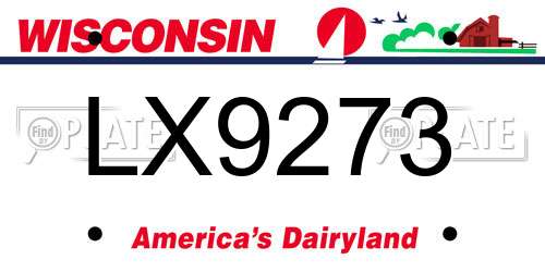 LX9273 Wisconsin License Plate