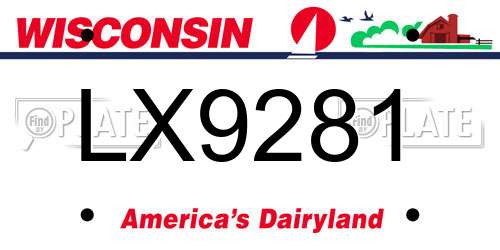 LX9281 Wisconsin License Plate