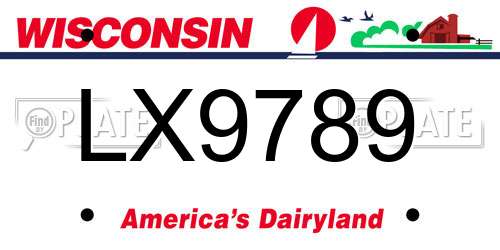 LX9789 Wisconsin License Plate