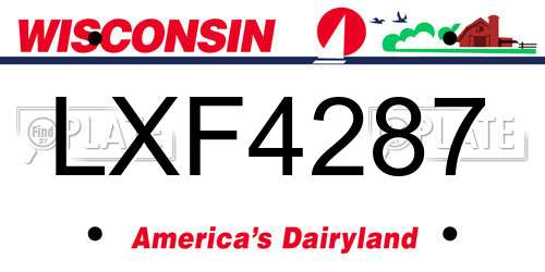 LXF4287 Wisconsin License Plate