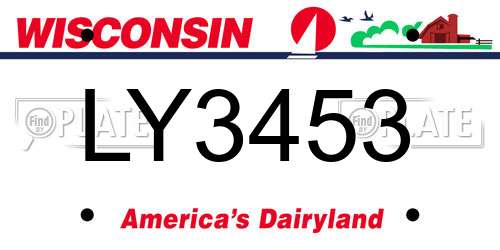 LY3453 Wisconsin License Plate