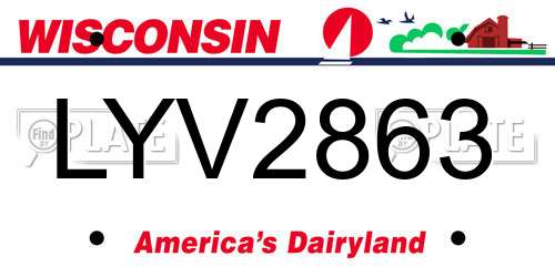 LYV2863 Wisconsin License Plate