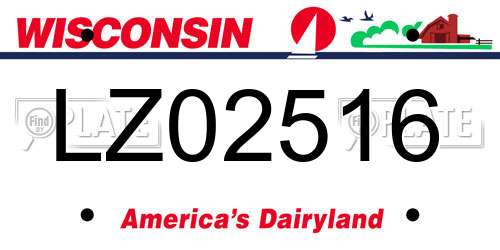 LZ02516 Wisconsin License Plate