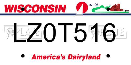 LZ0T516 Wisconsin License Plate