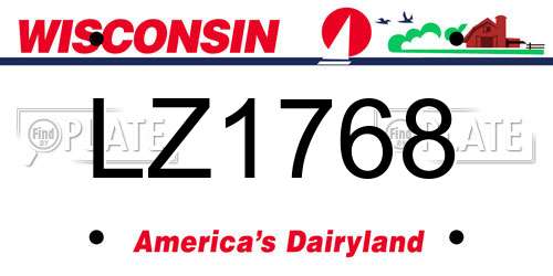 LZ1768 Wisconsin License Plate
