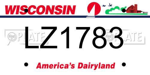 LZ1783 Wisconsin License Plate