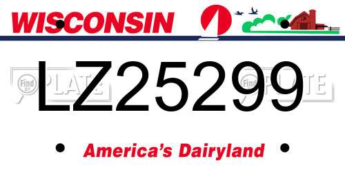 LZ25299 Wisconsin License Plate
