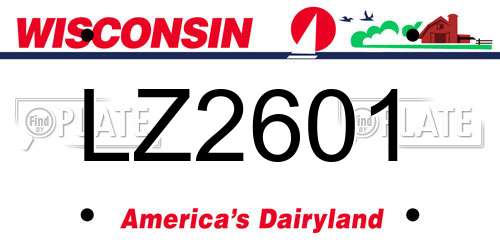 LZ2601 Wisconsin License Plate