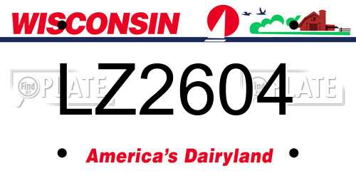 LZ2604 Wisconsin License Plate