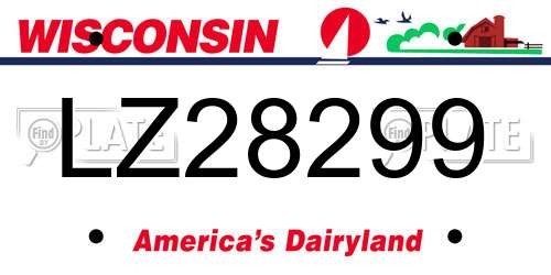LZ28299 Wisconsin License Plate