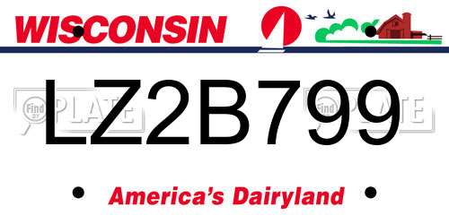 LZ2B799 Wisconsin License Plate