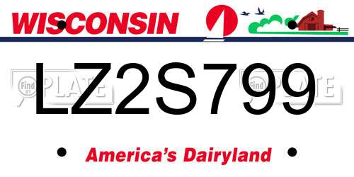 LZ2S799 Wisconsin License Plate