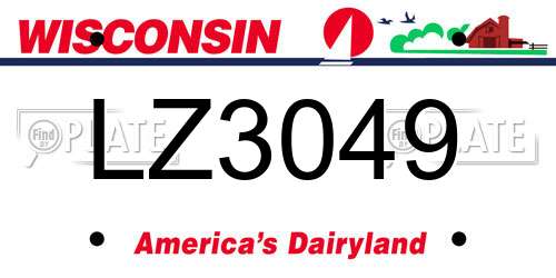 LZ3049 Wisconsin License Plate