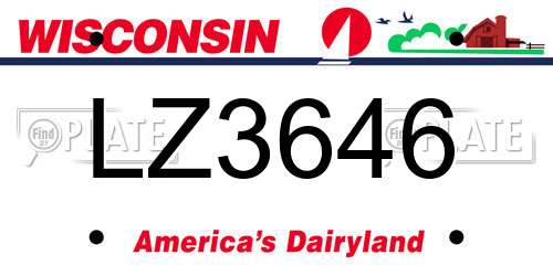 LZ3646 Wisconsin License Plate