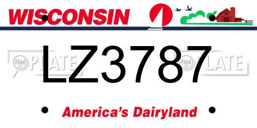 LZ3787 Wisconsin License Plate
