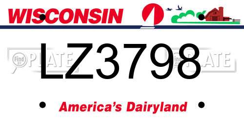 LZ3798 Wisconsin License Plate