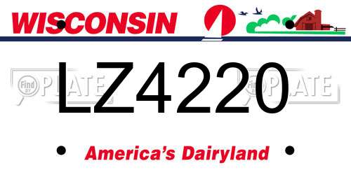LZ4220 Wisconsin License Plate