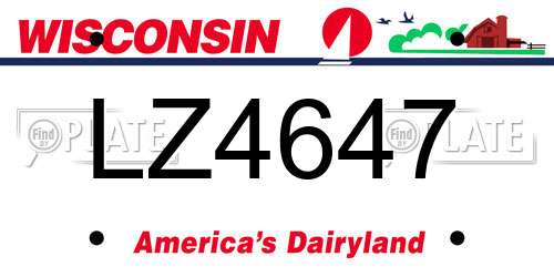 LZ4647 Wisconsin License Plate