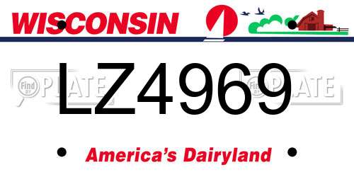 LZ4969 Wisconsin License Plate