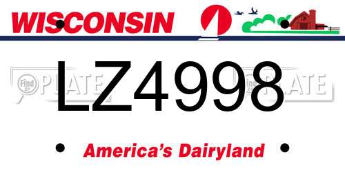 LZ4998 Wisconsin License Plate
