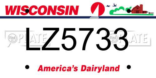 LZ5733 Wisconsin License Plate