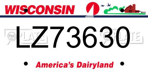 LZ73630 Wisconsin License Plate