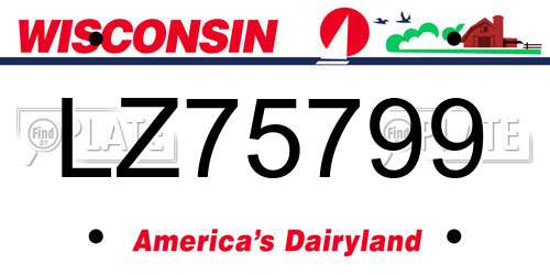LZ75799 Wisconsin License Plate
