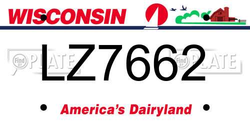 LZ7662 Wisconsin License Plate